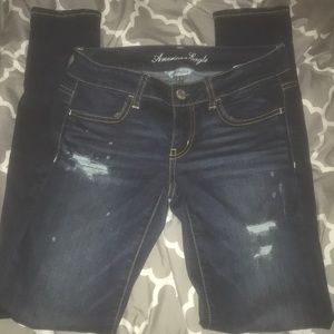 American Eagle Jeggings with Holes Dark Wash